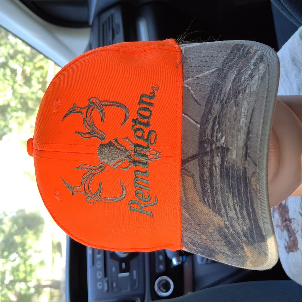 Remington Country Embroidered Camo Strap-on Blaze Orange Rifle Firearm Hat Cap
